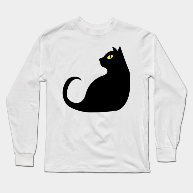 Black cat side stare Long Sleeve T-Shirt by SkelBunny